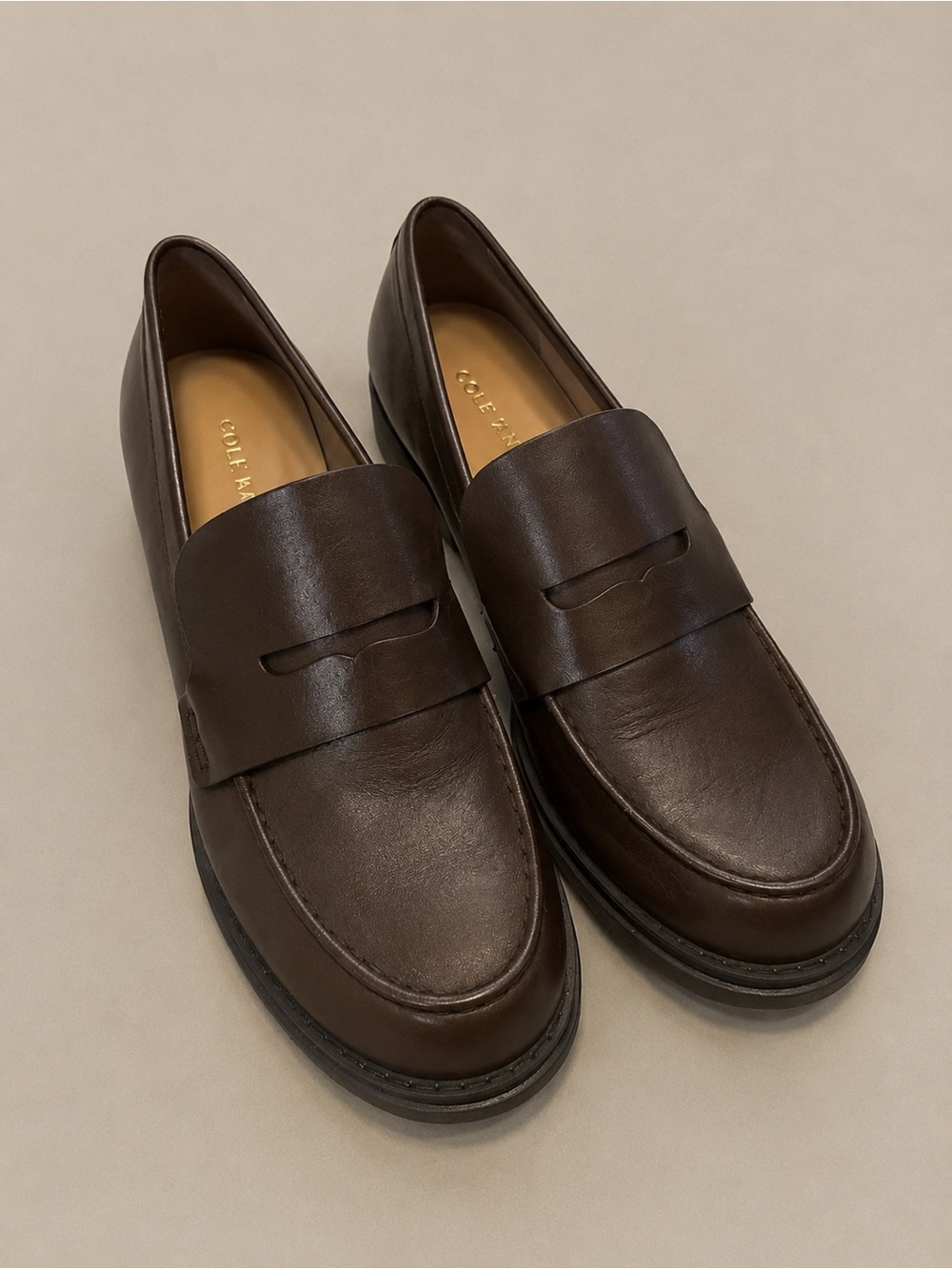 Cole Haan Brown Leather Penny Loafers Lug Sole Size 7